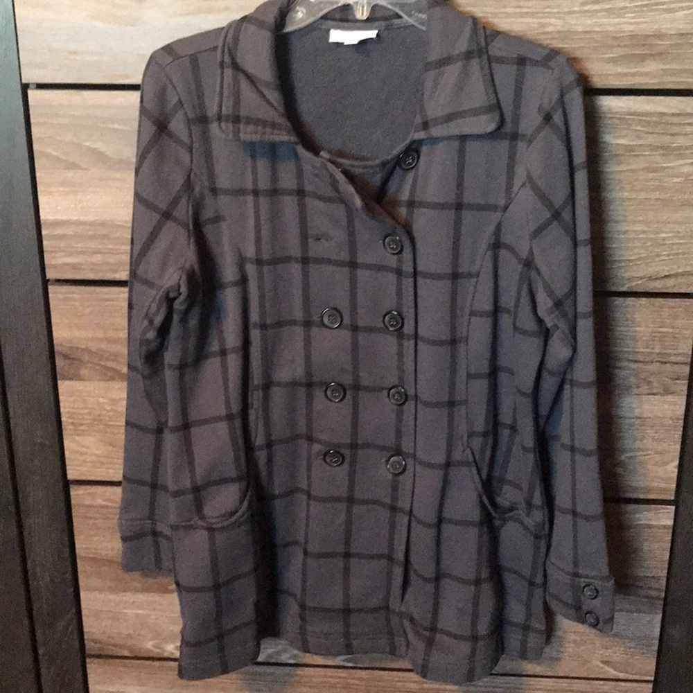 Lightweight Knit Gray Plaid Jacket